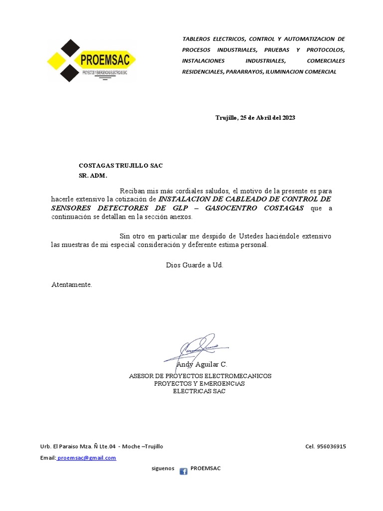 Instalacion de Cableado de Control de Sensores Detectores de GLP