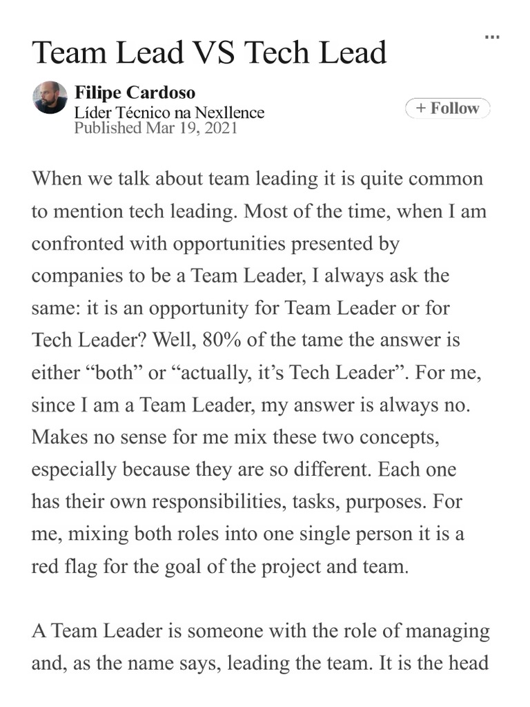 Team Lead VS Tech Lead PDF