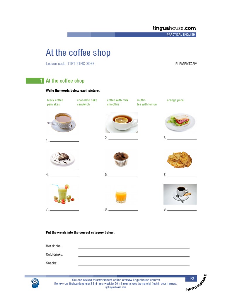 At The Coffee Shop British English Student 2 | PDF | Non Alcoholic