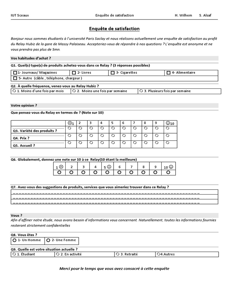 Enquête Satisfaction Relay Hubiz | PDF | Évolution de carrière | Affaires