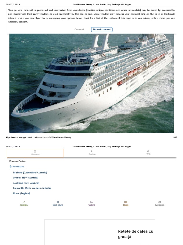 Coral Princess Itinerary, Current Position, Ship Review CruiseMapper Download Free PDF
