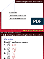 11-4 Multiplying Dividing Radical Expressions