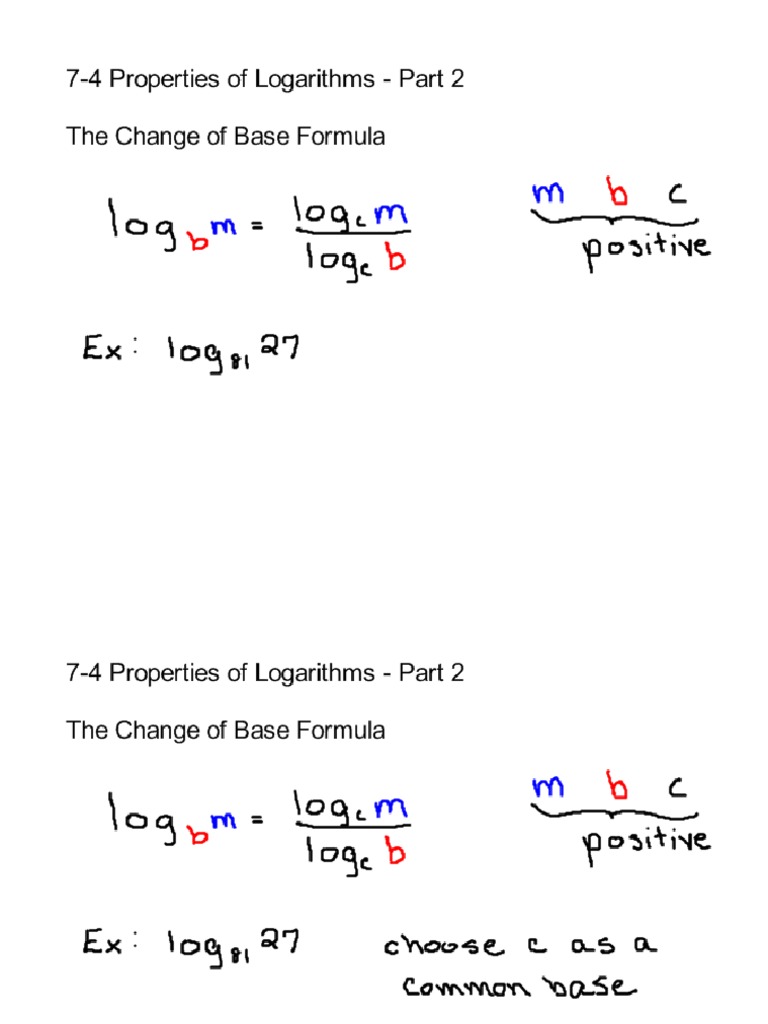 74 Properties of Logarithms Part 2 PDF