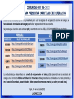 Comunicado 16 Formularios Carpetas de Recuperacion 2021