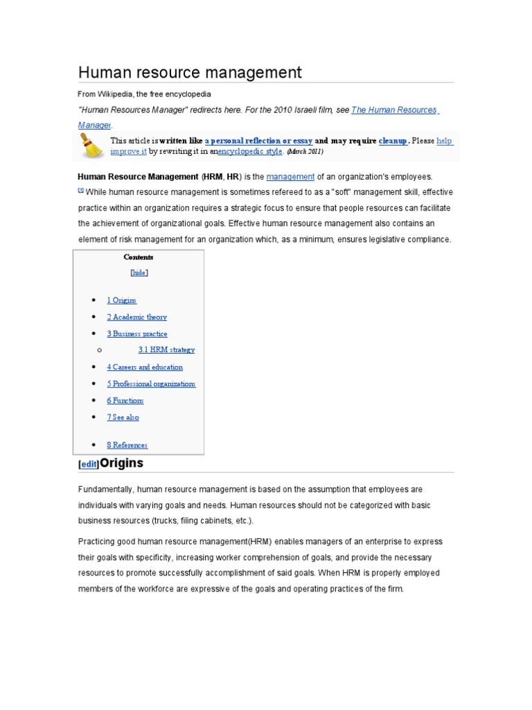 Human Resource Management Overview | PDF | Management Information ...