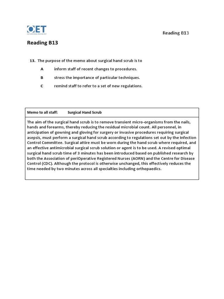 PPP - Reading B - Test 3 Question Paper | PDF | Surgery | Patient