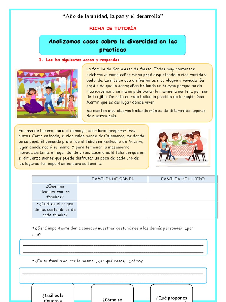 4° Ficha Tuto Lun 12 Analizamos Casos Sobre Diversidad | PDF