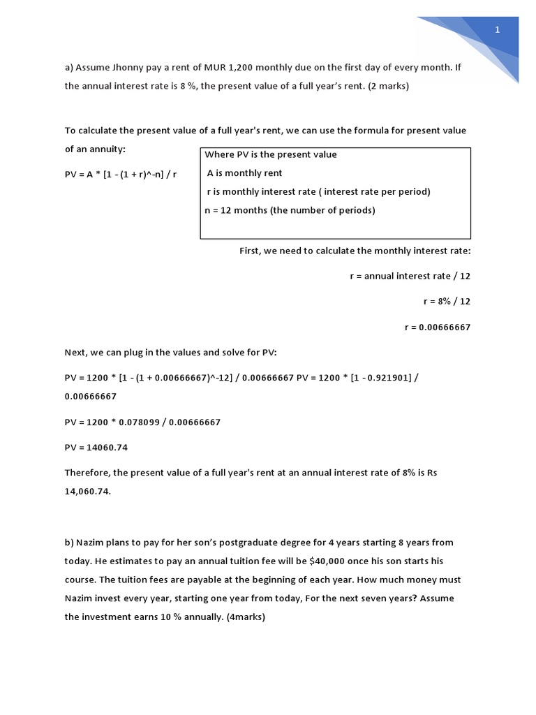 Present Value Calculations and Investment Strategies | PDF | Net ...