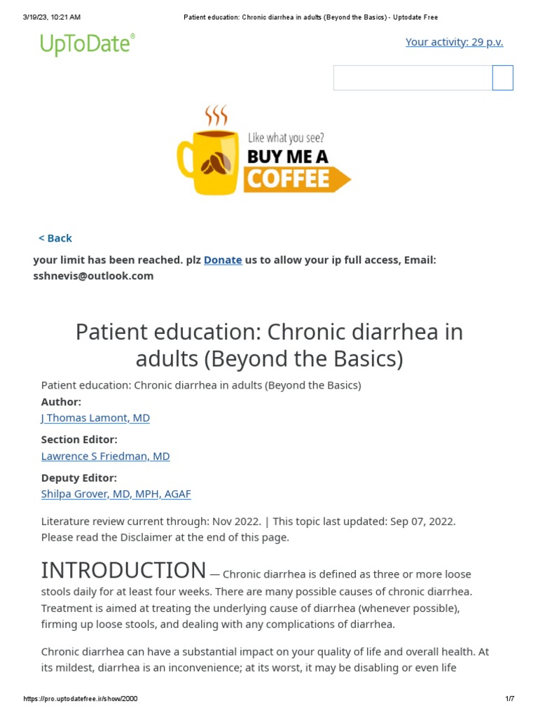Patient Education Chronic Diarrhea in Adults (Beyond The Basics