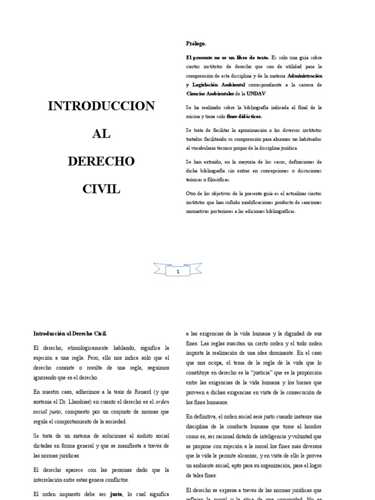 Introducción al Derecho Civil | PDF | Fuentes del derecho | Caso de ley
