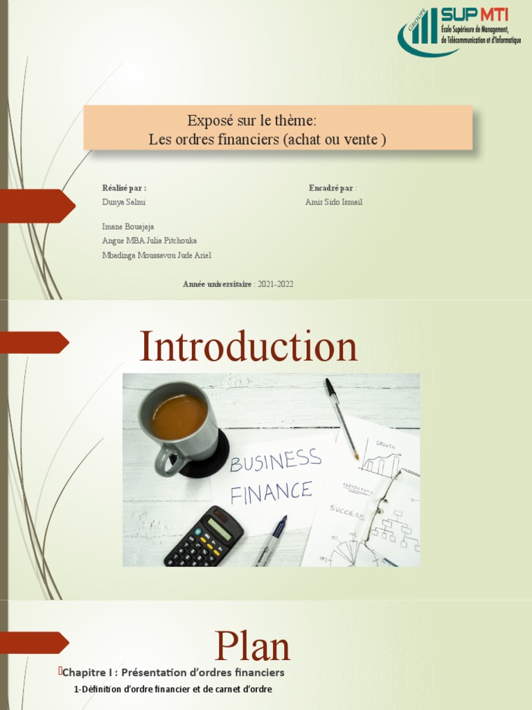 Ordres Financiers Types Et Fonctionnement PDF Ordre De Bourse 