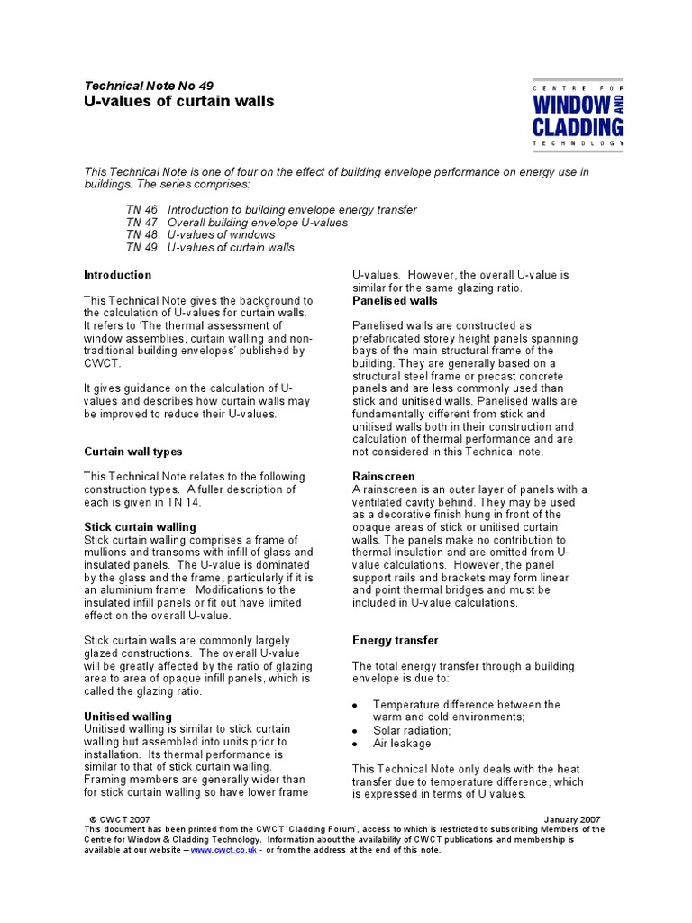 Curtain Wall U-Values Explained | PDF | Window | Heat Transfer