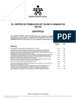 Certifica: El Centro de Formacion de Talento Humano en Salud