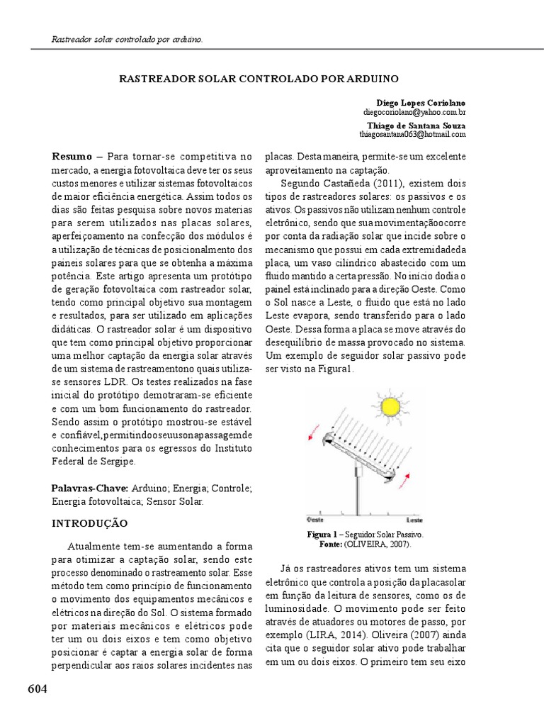Rastreador Solar com Arduino e LDR | PDF | Fotovoltaica | Energia solar