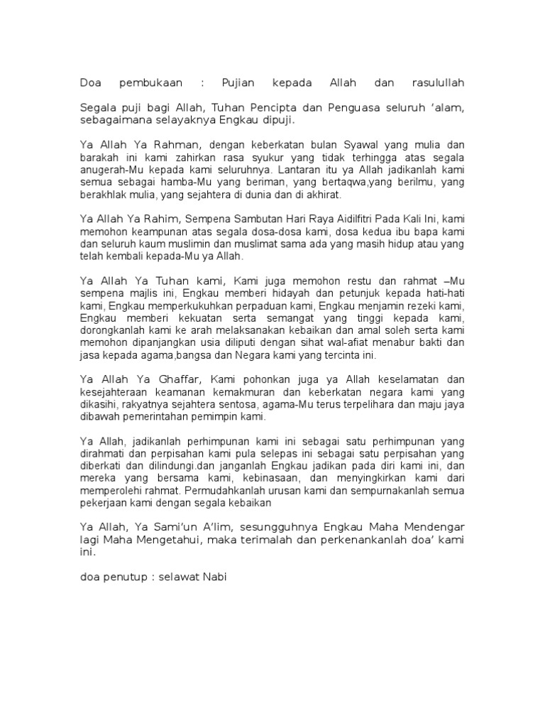 Doa Majlis Hari Raya