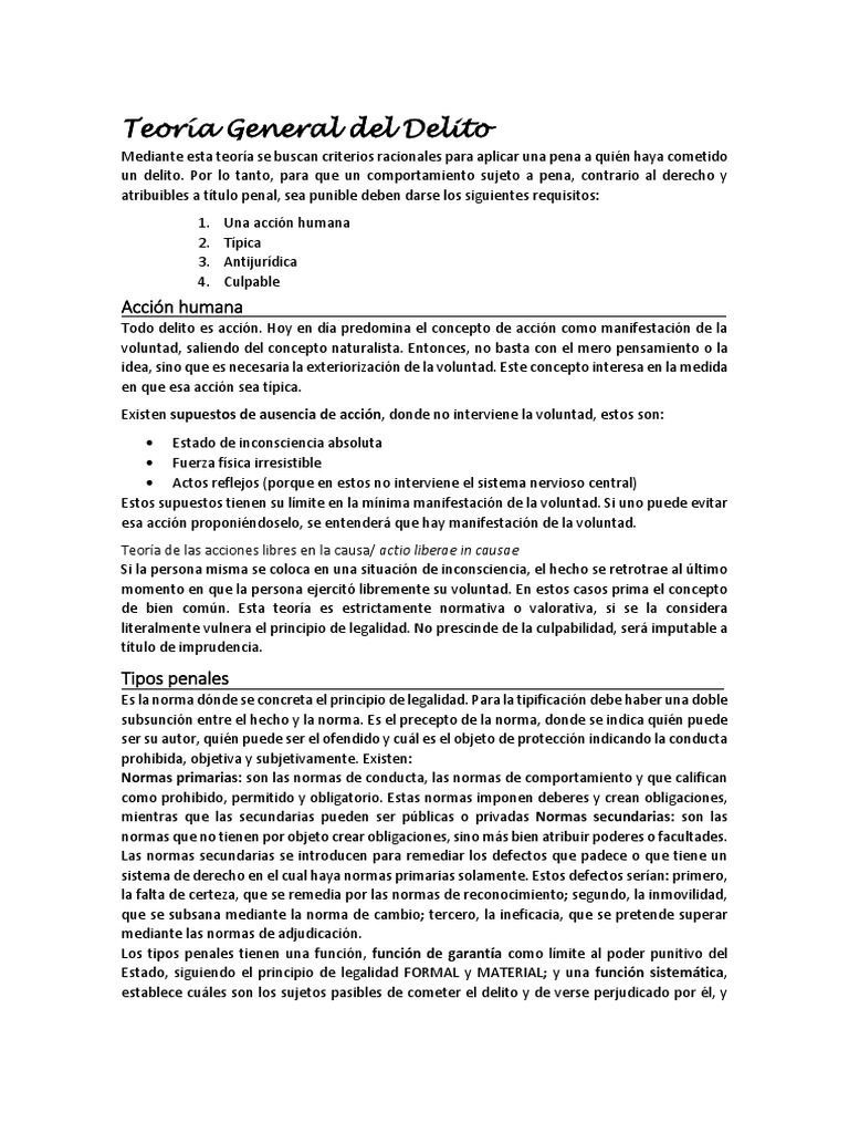 Fundamentos de la Teoría del Delito | PDF | Intención (Derecho Penal ...