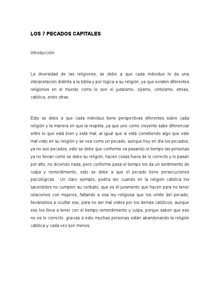 Los 7 Pecados Capitales y la Religión | PDF