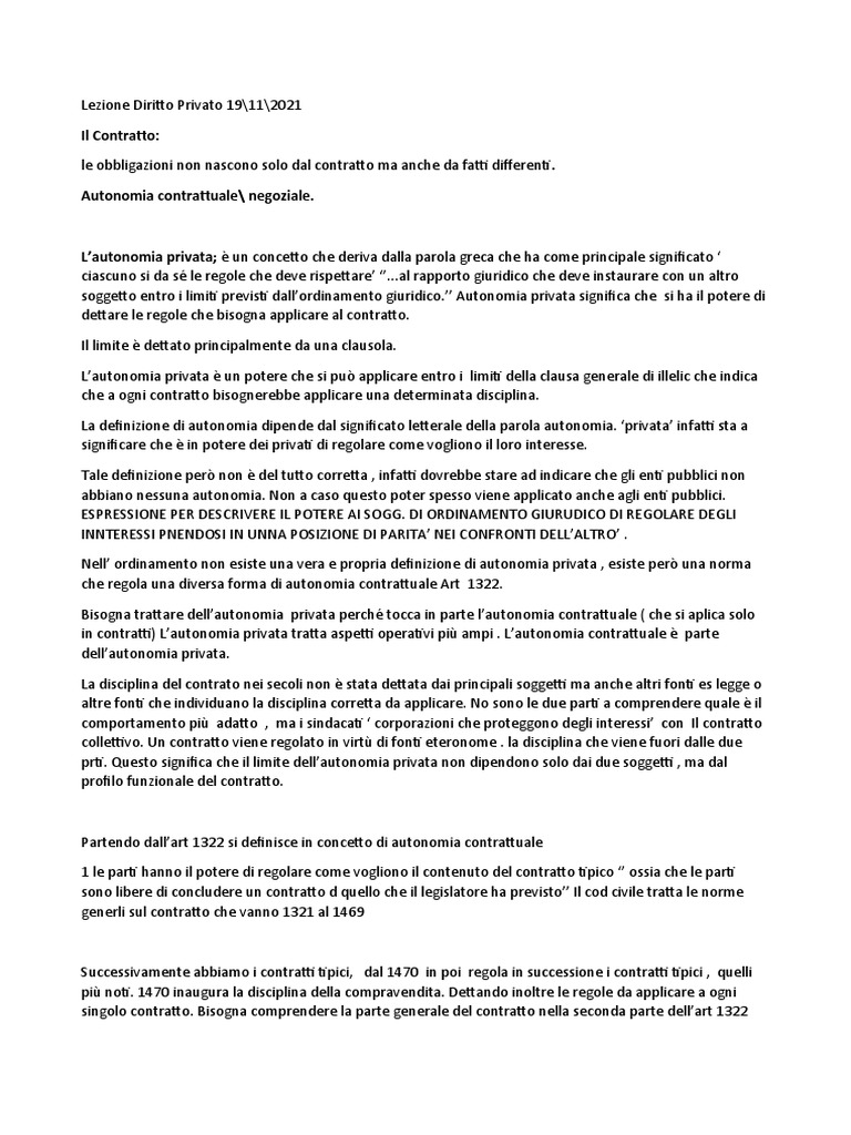 Lezione Diritto Privato | PDF