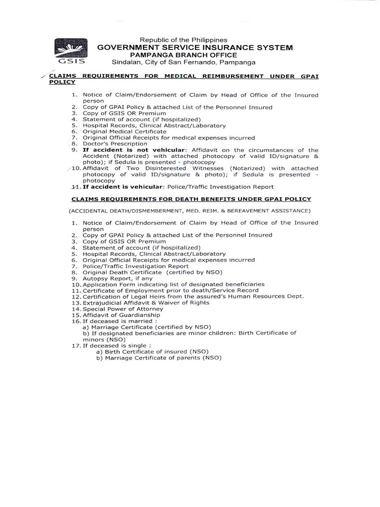 GSIS Checklist | PDF
