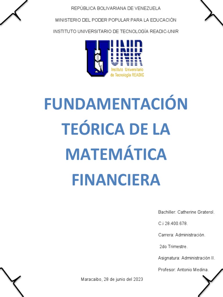 Actividad 1 Unidad 1 - Informe Matematica Financiera | PDF | Interés ...