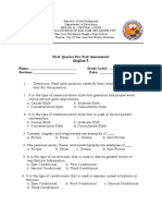 English Pretest First Quarter