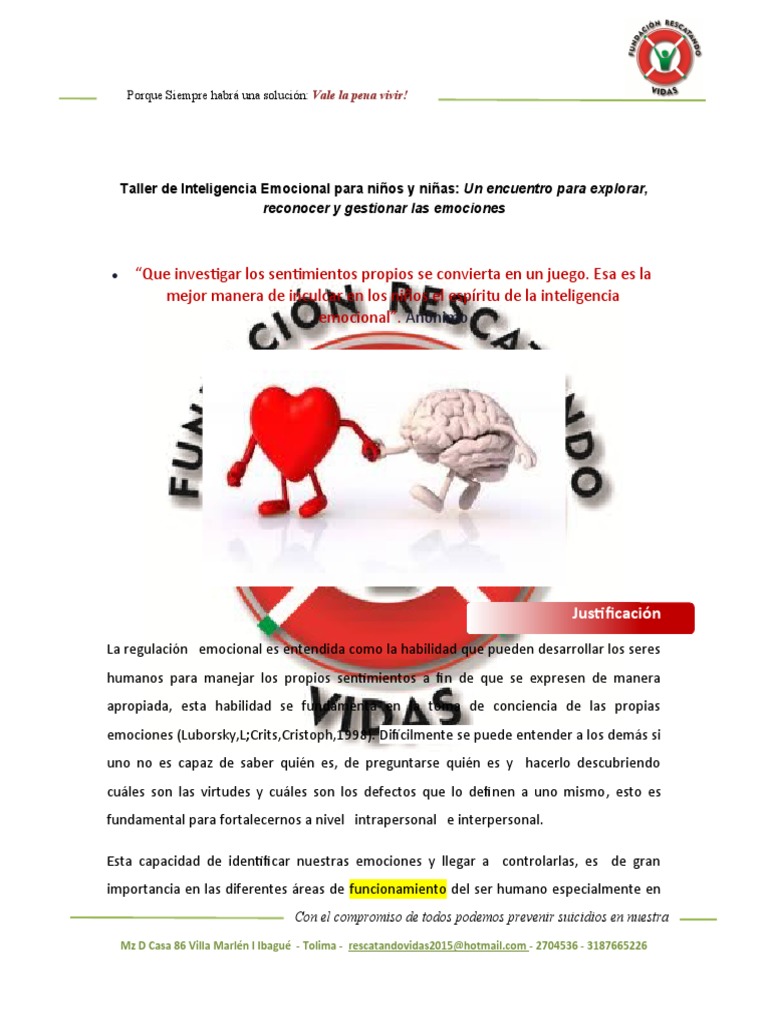 Taller de Regulación Emocional Infantil | PDF | Las emociones ...
