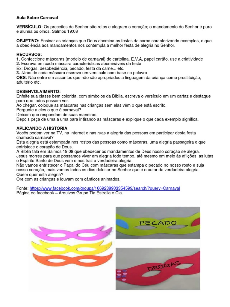Aula Sobre Carnaval | PDF
