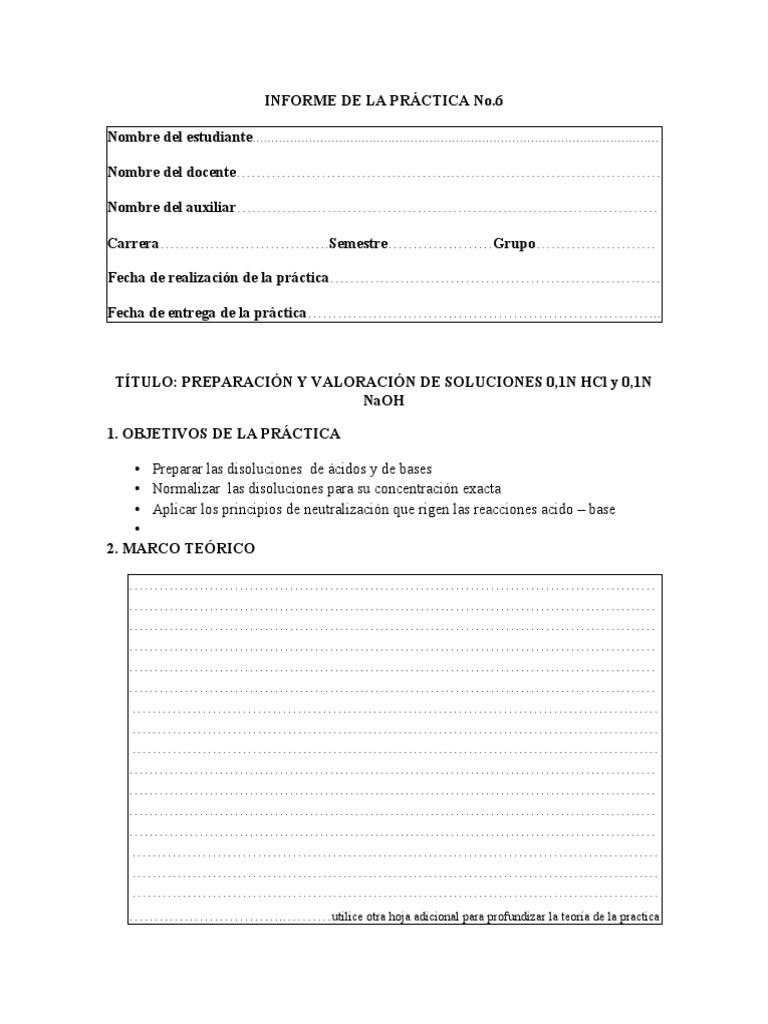 Informe de La Practica N 6 | PDF | Concentración | Física Aplicada e ...