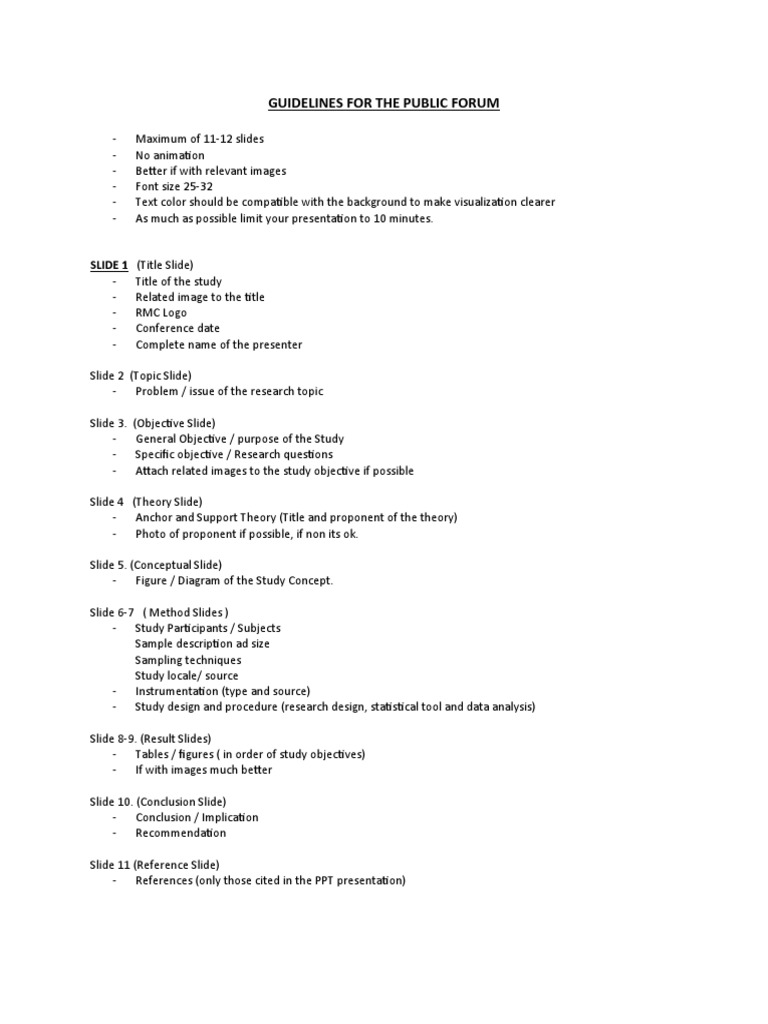 Public Forum Presentation Guidelines | PDF