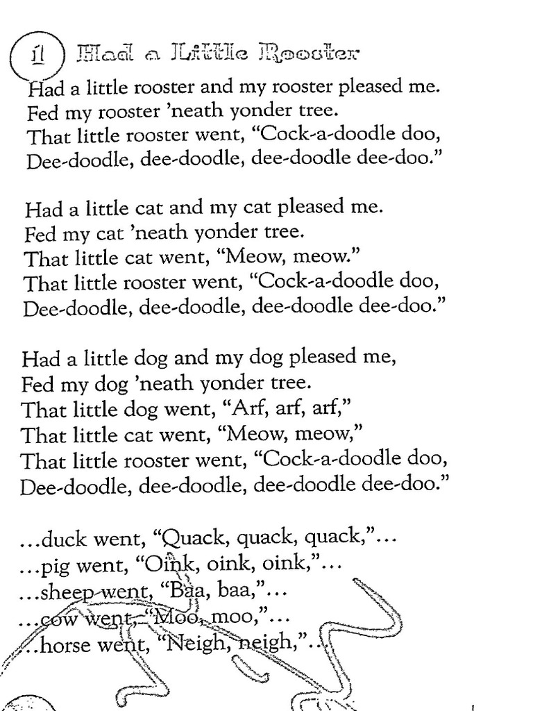 Had A Little Rooster Lyrics PDF