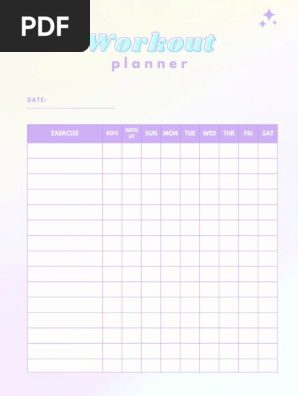 Pastel Modern Feminine Fitness Workout Daily Log Planner