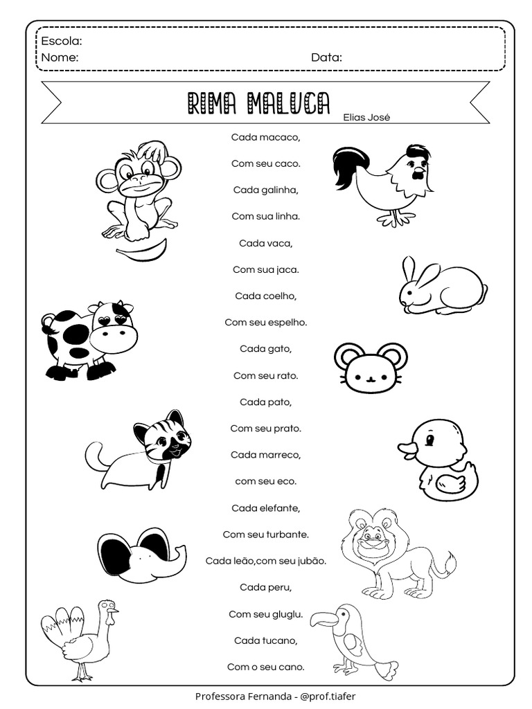 Rimas Malucas para Atividades Infantis | PDF | Alfabeto | Linguística