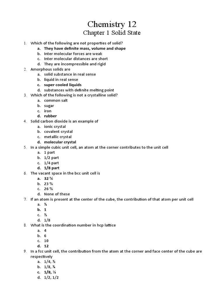 Mcq of chapter 1 2 3 and 7 class xii chemistry download free pdf