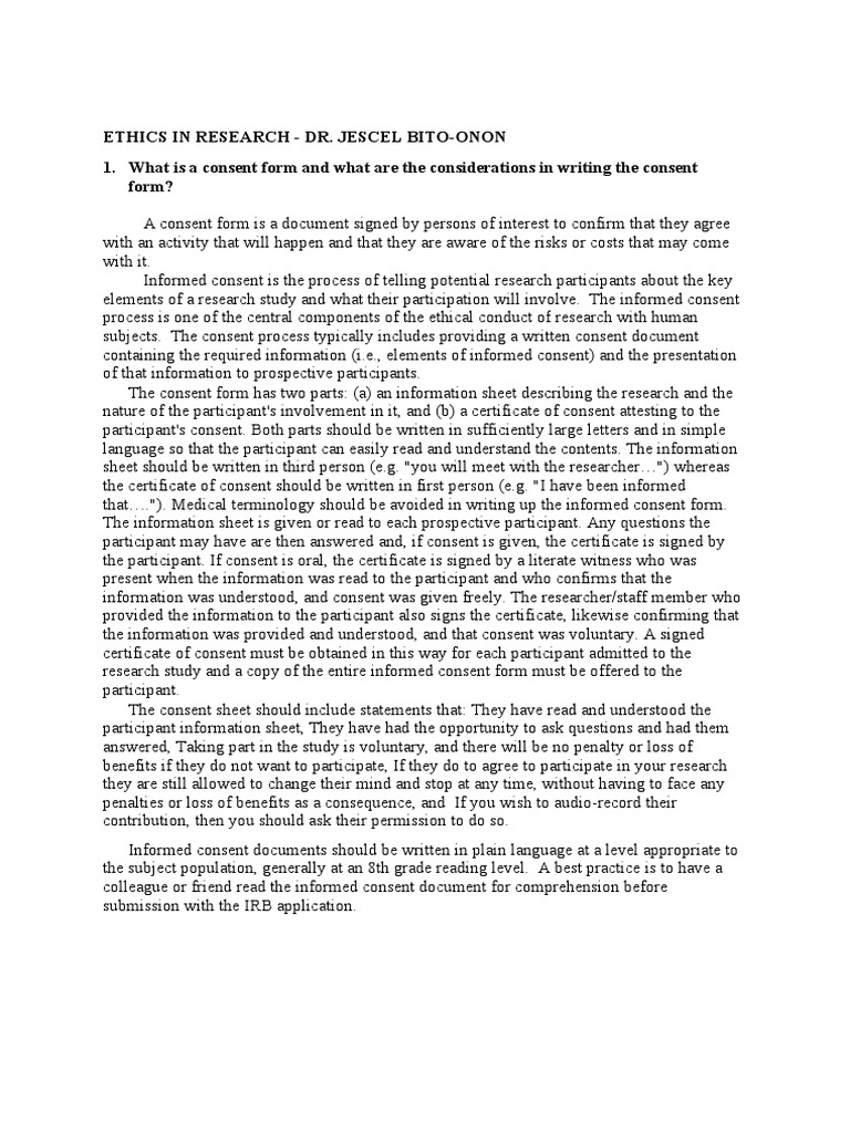 Ethics In Research Download Free Pdf Informed Consent Risk