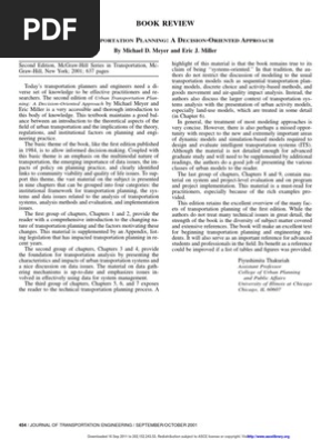 Urban Transportation Planning Evaluation Transport