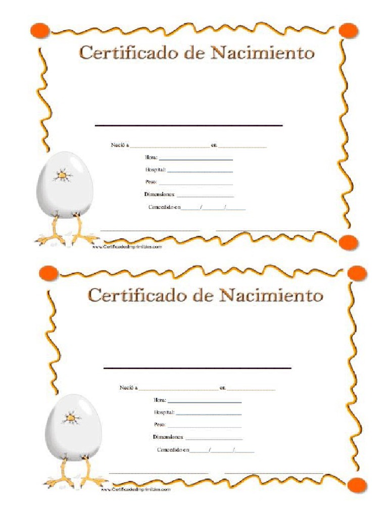 Certificado nacimiento huevo bebe pdf