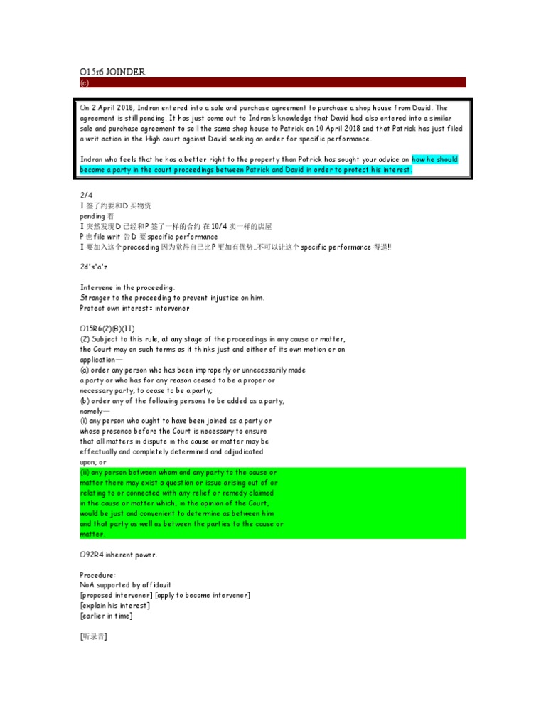 JOINDER AND INTERVENTION KIV PDF Equity (Law) Separation Of Powers