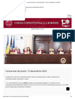 Comunicat de Presă, 15 Decembrie 2022 - Curtea Constituțională A României