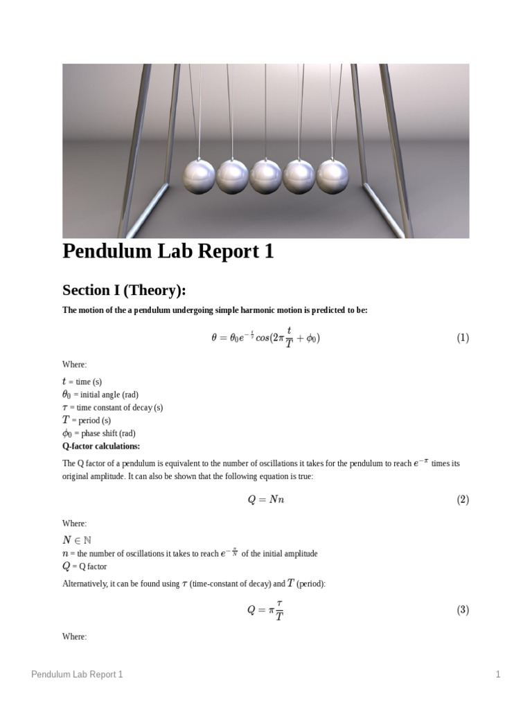 Pendulum Lab Report 1 | PDF | Pendulum | Amplitude