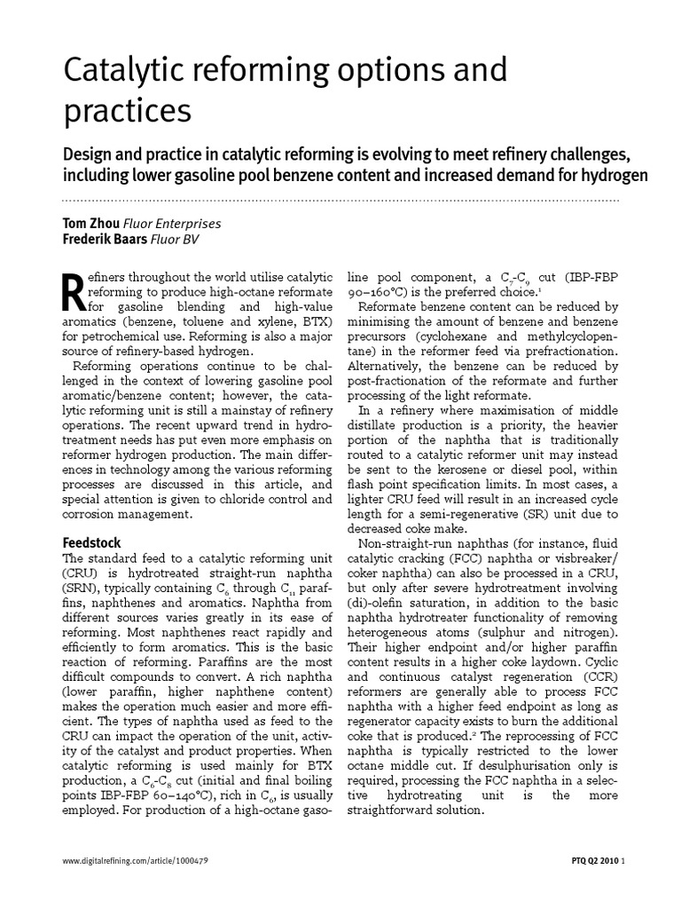 Catalytic Reforming Practices Overview | PDF | Benzene | Oil Refinery