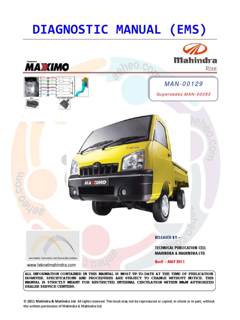 Mahindra MAXXIMO EMS Diagnostic Manual MAN 00129 Rev 2 PDF Medical Diagnosis Vacuum Tube