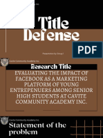 Evaluating The Impact of Facebook As A Marketing Platform On The Behavior of Student Sellers and Young Entrepreneurs Among ABM Students.