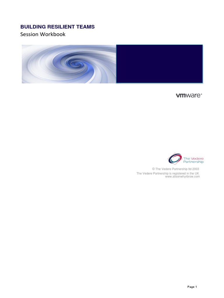Building Resilient Teams Workbook Final Pdf Psychological