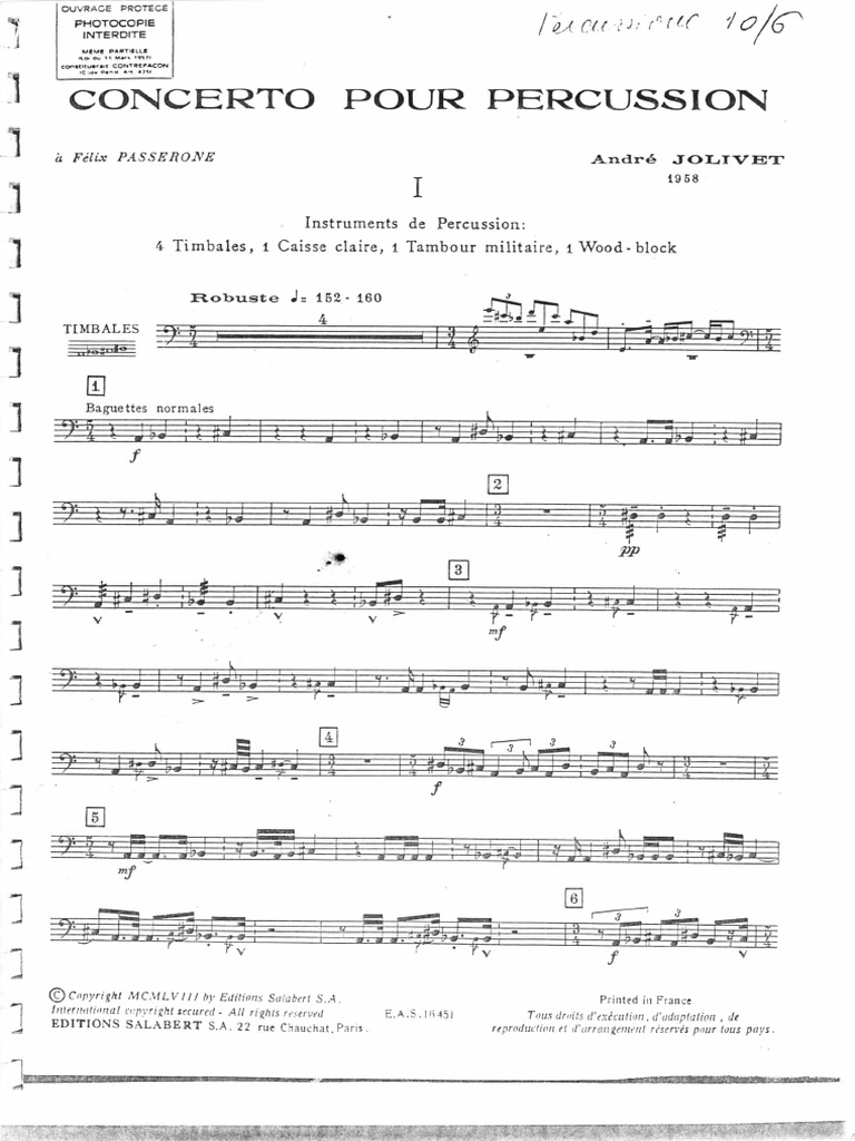 Jolivet Concerto Pour Percussion Et Orchestre Percussioni PDF