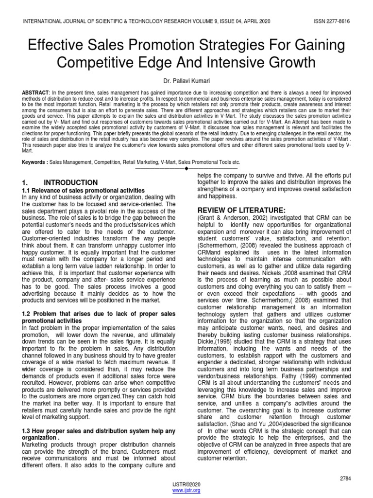 Sales Promotion Strategies at V-Mart | PDF | Retail | Sales