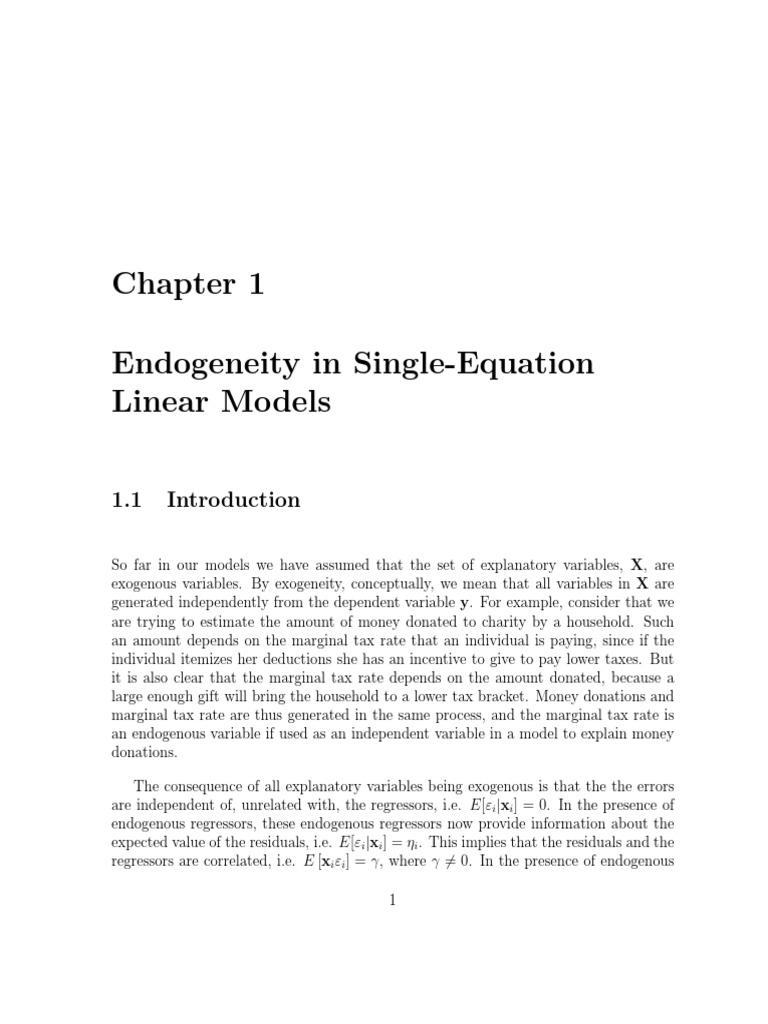Ch. 1 - Endogeneity | PDF | Ordinary Least Squares | Endogeneity ...