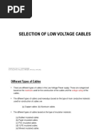 Selection of Low Voltage Cables