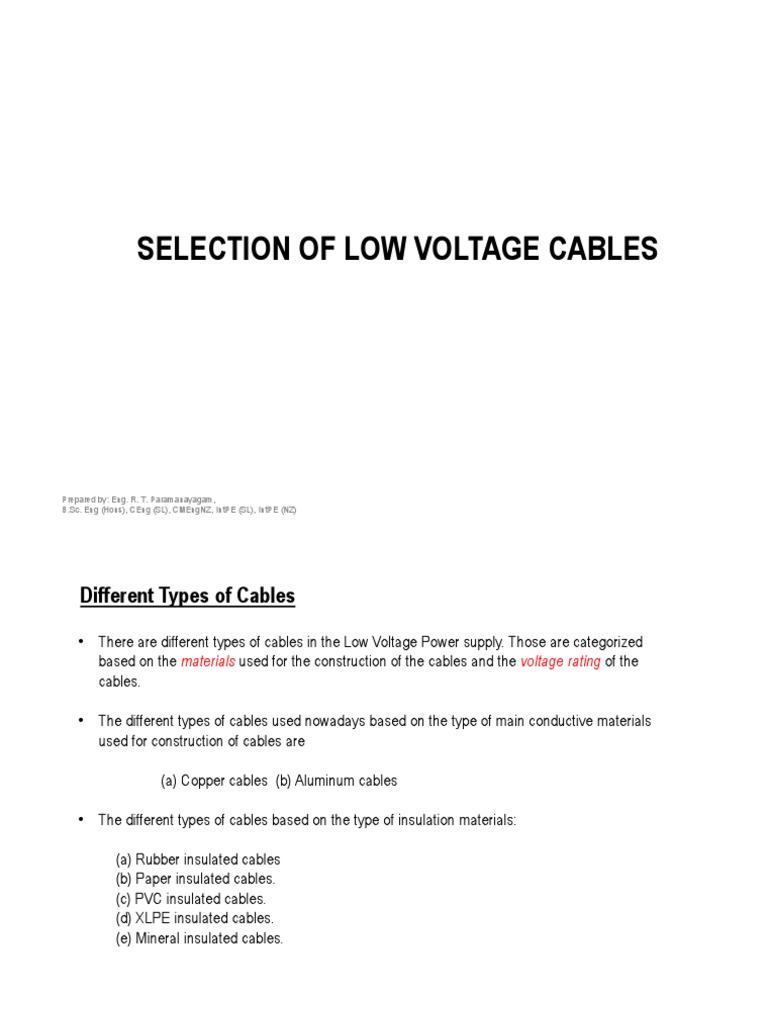 Low Voltage Cable Selection Guide | PDF | Electrical Wiring ...