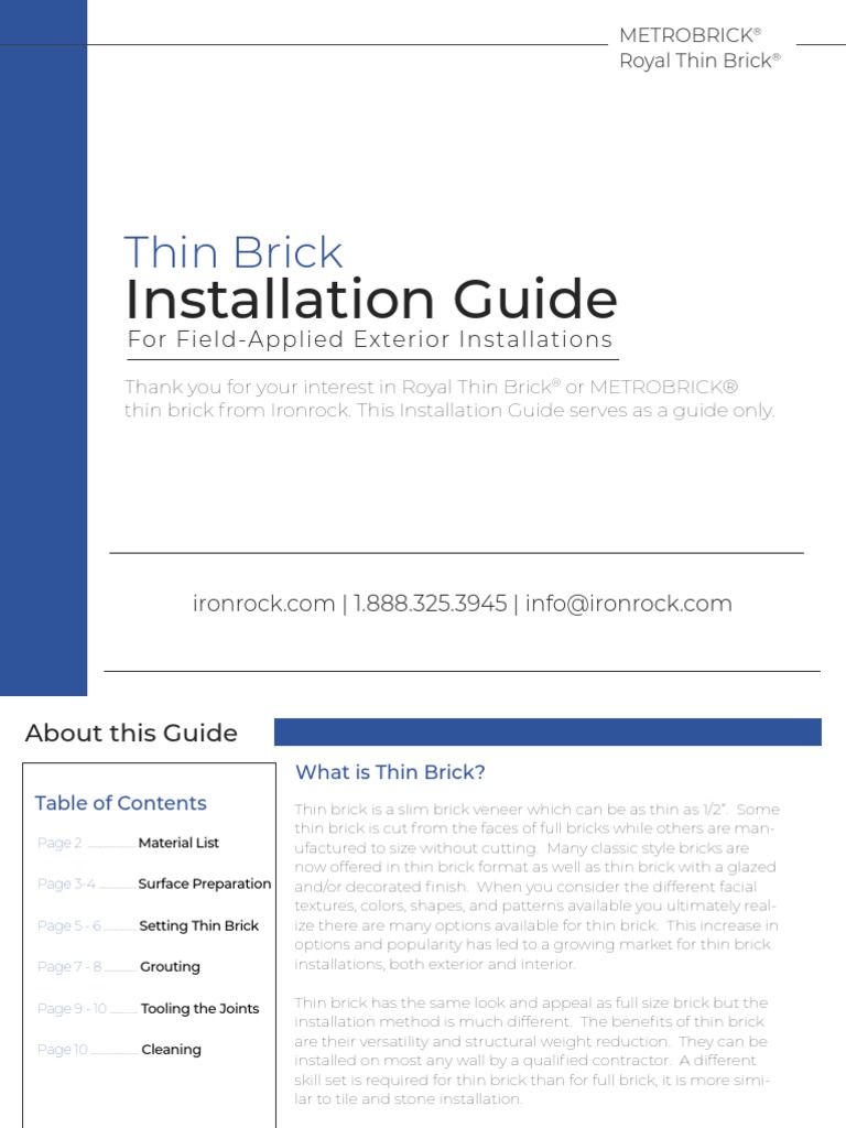 Thin Brick Installation Guide | PDF | Brick | Wall