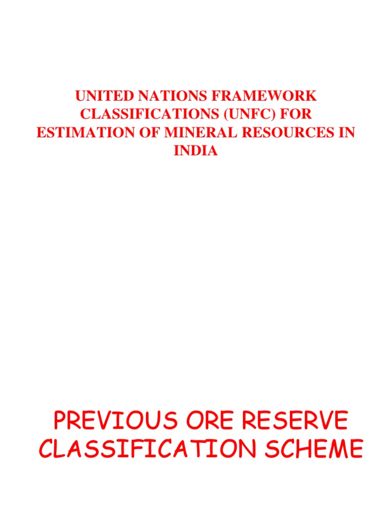 UNFC Classification for Mineral Resources | PDF | Mining | Geology